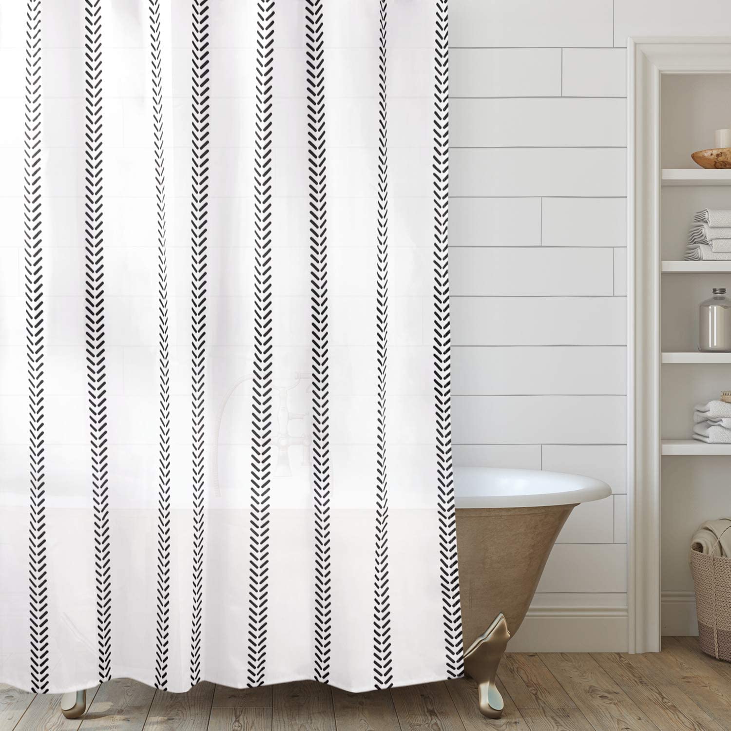 Shower Curtain Set with 12 Metal Hooks, Boho Arrow Modern Design