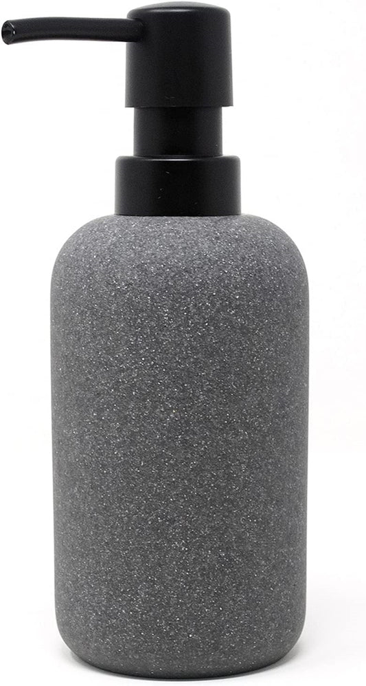 Grey Round Stone Soap Dispenser for Bathroom and Kitchen